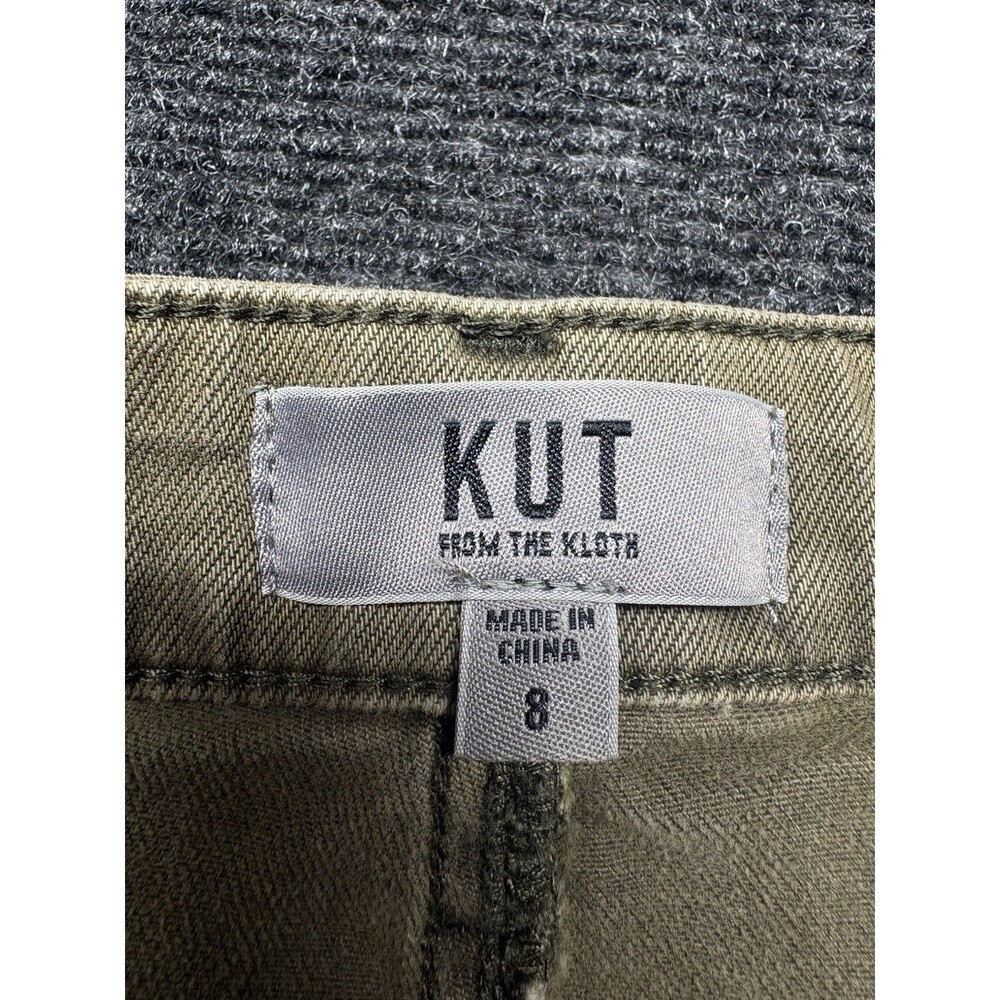 KUT From The Kloth Women Size 8 Wide Leg Pants Olive Green Patch Pocket - Picture 7 of 8